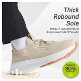 Menfts Orthopedic Slip-On Loafers Walking Shoes: Lightweight Casual High Arch Cushion Thick Sole Tennis Shoes, Adjustable Fit Supportive Orthotic Sport Sneakers for Plantar Fasciitis Beige Size 11.5 u