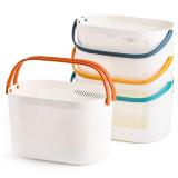 AVLA 4 Pack Portable Shower Caddy Basket, Plastic Storage Baskets with Handles, Drainage Toiletry Organizer Bin, Dorm Shower Tote Bag for Bathroom, Kitchen, Closet, Bedroom, College, Gym, Camp