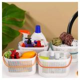 AVLA 4 Pack Portable Shower Caddy Basket, Plastic Storage Baskets with Handles, Drainage Toiletry Organizer Bin, Dorm Shower Tote Bag for Bathroom, Kitchen, Closet, Bedroom, College, Gym, Camp