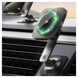 ESR for 15W MagSafe Car Mount Charger, Universal DashboardTesla MagSafe Car Charger, Magnetic Wireless Charging, Adjustable Car Phone Holder for iPhone 171615141312, S25, Pixel 10, Black
