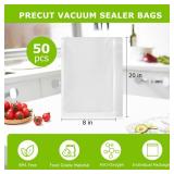 Bonsenkitchen Vacuum Sealer Bags, 50 Quart 8\ x 12\in Precut Food Sealer Bags, Commercial Grade, BPA Free, Heavy Duty, Customized Size Vacuum Bags for Vac Storage, Meal Prep or Sous Vide Cooking, VB12