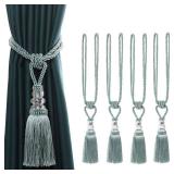 BEL AVENIR 4 Pack Curtain Hand-Woven Tiebacks Crystal Holdbacks Home Decorative Tassels (Blue, 4 Pack)