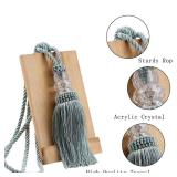 BEL AVENIR 4 Pack Curtain Hand-Woven Tiebacks Crystal Holdbacks Home Decorative Tassels (Blue, 4 Pack)