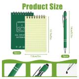 OT-NVWOZR Waterproof Pocket Notebooks with Pens, 3x5 Mini Notepad All Weather Top-Spiral Memo Police Notebook Steno Note Pads for Outdoor Office School (3, Green)