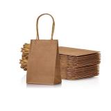 AWELL Mini Size Kraft Paper Bag with Handle Party Favours Bag 6x4.5x2.5 inch for Wedding Birthday Baby Shower Recycled Bag, Pack of 24