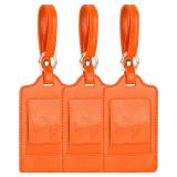 Teskyer Luggage Tags, 3 Pack Premium PU Leather Luggage Tags for Suitcases, Privacy Protection Travel Bag Tags, Orange