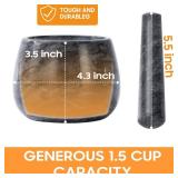 Fasolahome Heavy Duty Mortar and Pestle, Natural Marble Mortar and Pestle Set, Spice Herb Grinder Make Fresh Guacamole, Salsa, Pesto, Stone Grinder Bowl, 1.5 Cup