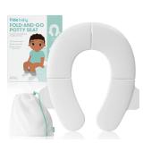 Frida Baby Fold-and-Go Portable Potty Seat for Toilet, Foldable Travel Potty Seat for Toddler, Fits Round and Oval Toilets, Non-Slip Base, Handles, Includes Free Travel Bag