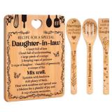 Gifts for Daughter in Law - \Recipe for a Special Daughter-in-Law\in Daughter in Law Birthday Gifts Cutting Board Set, Bamboo-Made Engraved Utensil Set Christmas Gifts for Daughter in Lawin