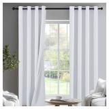 PONY DANCE 100percent Blackout Curtains 94 inch Length 2 Panels Set - Grommet Room Darkening Drapes for Bedroom and Living Room Window Thermal Insulated Black Out Curtains (White, 55W x 94L)