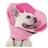 SUNFURA Dog Cone - Soft Cone for Dogs to Stop Licking, Pet E-Collar Alternative After Surgery, Adjustable Pet Recovery Collar for Wound Healing, Pink Medium