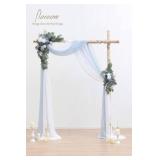 Floroom Arch Flowers with Drapes Kit (Pack of 4) - 2pcs Artificial Dusty Blue and Navy Blue Floral Swag Arrangement with 2pcs Draping Fabric for Wedding Ceremony Arbor and Reception Backdrop Decoratio