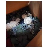 Floroom Arch Flowers with Drapes Kit (Pack of 4) - 2pcs Artificial Dusty Blue and Navy Blue Floral Swag Arrangement with 2pcs Draping Fabric for Wedding Ceremony Arbor and Reception Backdrop Decoratio