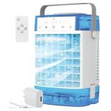 Portable Air Conditioners,3-Speed Small AC Fan, Evaporative Air Cooler with Remote,Timer function,7-Color Night light, 2 Mist modes,Personal Air Conditioner for Bedroom,Office,Room(Blue)