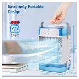 Portable Air Conditioners,3-Speed Small AC Fan, Evaporative Air Cooler with Remote,Timer function,7-Color Night light, 2 Mist modes,Personal Air Conditioner for Bedroom,Office,Room(Blue)
