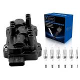VIPCAR 1xUF434 Ignition Coil and 6xIridium Spark Plug Set Compatible with Chevy 2007-2013 Silverado 1500 4.3L, 2005-09 Equinox 3.4L, 2006-11 Impala Malibu 3.53.9L, Uplander G6 Rendezvous? Vue Relay