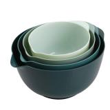 BoxedHome Green Ombre Nesting Plastic Mixing Bowl Set With Pour Spout, Microwave and Dishwasher Safe, BPA free Non-Slip Base, Set of 4 Size 1.7, 2.5, 3.5 and 4.5qt, Great for Prepping, Baking, Cooking