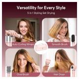 5 in 1 Hot Air Styler Wrap with Travel Bag- Professional High-Speed Hair Dryer Brush with Auto Wrap Curlers, 300 Million ions Frizz-Free and Fast Drying for Multiple Style, No Heat Damage, Gift Idea