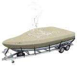 Explore Land 900D Trailerable Waterproof Boat Cover Fits 14ft-16ftLong Beam Width up to 76\ V-Hull Tri-Hull Runabout Fishing Ski Pro-Style Bass Boats, Tanin
