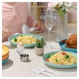 Luckore 10 inch Deep Dinner Plates Set of 8 Wheat Straw Plates, Unbreakable Dinner Dishes Alternative for Plastic Microwave and Dishwasher Safe for Kitchen with 4 Colors Classic Bright