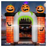 6.8FT Halloween Inflatable Trunk or Treat Car Decorations Witch Pumpkin Haunted Castle Blow Up Outdoor Halloween Decorations for SUV Halloween Inflatables with Built-in LEDs for Yard Lawn Party Decor