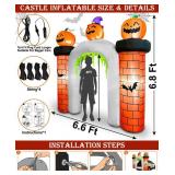 6.8FT Halloween Inflatable Trunk or Treat Car Decorations Witch Pumpkin Haunted Castle Blow Up Outdoor Halloween Decorations for SUV Halloween Inflatables with Built-in LEDs for Yard Lawn Party Decor
