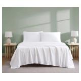 Linen Closet 100percent Organic Cotton Queen Sheet 4-piece Set-Soft Percale Weave, Crisp, Cool Soft and Durable Breathable Bed Sheets, Deep Pockets Fit Mattresses up to 18\- Arctic Whitein