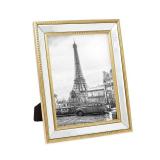Isaac Jacobs 8x10 Gold Mirror Bead Picture Frame - Classic Mirrored Frame with Dotted Border Made for Wall Display, Tabletop, Photo Gallery and Wall Art (8x10, Gold)