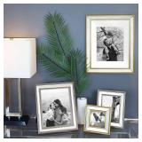 Isaac Jacobs 8x10 Gold Mirror Bead Picture Frame - Classic Mirrored Frame with Dotted Border Made for Wall Display, Tabletop, Photo Gallery and Wall Art (8x10, Gold)