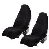 Prpeko 2PCS Terry Cloth seat Cover Universal Waterproof Car Sport Towel Seat Cushion Non-Slip Sweat-Absorbent Towel Cloth Suitable for Gym Workout, Universal Fit for Car SUV Van-Black