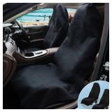 Prpeko 2PCS Terry Cloth seat Cover Universal Waterproof Car Sport Towel Seat Cushion Non-Slip Sweat-Absorbent Towel Cloth Suitable for Gym Workout, Universal Fit for Car SUV Van-Black