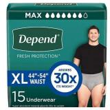 Depend Fresh Protection Adult Incontinence Disposable Underwear for Men - Maximum Absorbency - XL - Gray - 15ct
