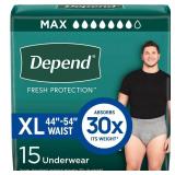 Depend Fresh Protection Adult Incontinence Disposable Underwear for Men - Maximum Absorbency - XL - Gray - 15ct