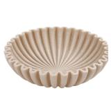 YMXYJM Large Decorative Bowl, Modern Handicraft Bowls for Home Decor, Decorative Fruit Bowl for Kitchen Counter, Ruffle Decor, Stylish Key Bowl for Entry Table, Artificial Stone Beige