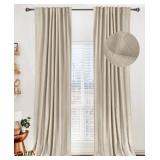 100percent Blackout Shield Linen Blackout Curtains for Bedroom 84 Inches Long, Back TabRod Pocket Living Room Drapes, Thermal Insulated Blackout Curtains 2 Panels Set, 50\ W x 84\in L, Oatmealin