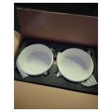 Mowtanco White Ceramic Dog and Cat Bowl Set  13.5 OZ with Wooden Stand, Non-Slip, Elevated Design for Small Dogs and Cats  2 Bowls (Food and Water, Ceramic Pet Bowls, Modern Dog Bowls)