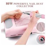 CoFashion Nail Dust Collector for Acrylic Nails Vacuum Machine, 80W Adjustable Vacuum, Electric Nails Filter for Manicure Nail Fan Dust Collector