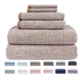 Everplush Diamond Jacquard 6 Pieces Bath Towel Set, Luxury Super Soft Oversized everplush Towels, Highly Absorbent everplush Diamond Jacquard Quick Dry Bath Towel for Bathroom Brown Towels