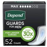 Depend Guards Incontinence Pads for Men, Maximum Absorbency, 52 Count, Packaging May Vary