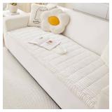 Awjcsv Couch Cover for Dogs Washable, Fuzzy Pet Couch Covers for 2 Cushion Sofa Pet Friendly, Non Slip Sofa Cover (White, 27.6\ x 59\in70 x 150cm)in