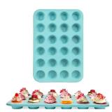 Spmarkt 2-Pack Light Blue 24-Cup Ceramic Mini Muffin Pan  Non-Stick Muffin Tin, PFOA-Free, Healthy Baking, Perfect for Cupcakes, Breakfast Treats and Party Delights