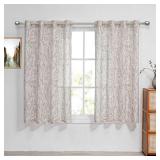 MEETSKY Floral Curtains 63 Inches Long Light Filtering Brown French Country Farmhouse Curtains 2 Panels Set Decorative Burlap Effect Privacy Drapes for Living Room Kitchen 52\x63\in, Brown, 2 PCsin
