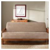 SureFit Home Décor Soft Suede Futon Slipcover, Polyester, Machine Washable, One Piece, Taupe Color