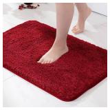 MIULEE Christmas Red Bath Rugs for Bathroom - Soft and Absorbent Non-Slip Rug for Shower Bath and Toilet, Machine Washable, 16ftft x 24ftft