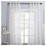 NICETOWN Patio Door Sheer Curtains 96 inch Length, Ring Top Voile Textured Airy Sheer Curtains and Drapes Elegant for BedroomLiving Room Home Decor, Beige, 54 inch Wide, 2 Panels