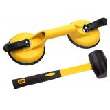 FCHO Floor Gap Fixer Tool for Laminate Floor Gap Repair Include Suction Cup and Mallet (Canftt use on scraped surface floor)-Yellow Kit