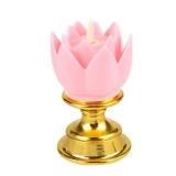 LED Lotus Buddhist Light, Lotus Candle Light Flower Night Lamp Flickering Lotu Lamp Fake Oil Buddhist Lamps Pink