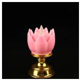 LED Lotus Buddhist Light, Lotus Candle Light Flower Night Lamp Flickering Lotu Lamp Fake Oil Buddhist Lamps Pink