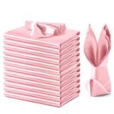 VACVELT 12 Pack Blush Pink Satin Napkins 20x20 Inch Wedding Napkins, Scalloped Elegant Dinner Napkins Square Table Napkins Decor, Silky Satin Cloth Napkins for Restaurant Banquet Graduation Party