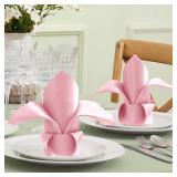 VACVELT 12 Pack Blush Pink Satin Napkins 20x20 Inch Wedding Napkins, Scalloped Elegant Dinner Napkins Square Table Napkins Decor, Silky Satin Cloth Napkins for Restaurant Banquet Graduation Party